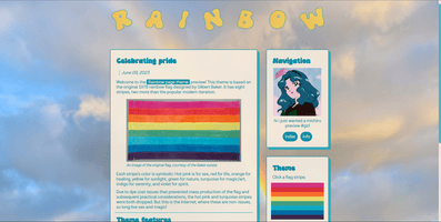 An alternate theme preview. This one has a sky background with a rainbow and an icon of Michiru Kaioh from Sailor Moon.