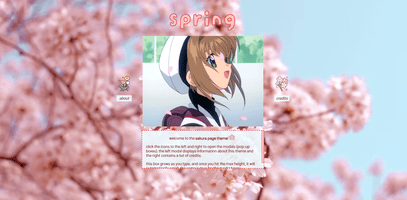 An alternate theme preview, with brighter pinks and blues. The theme uses a different gif of Sakura.