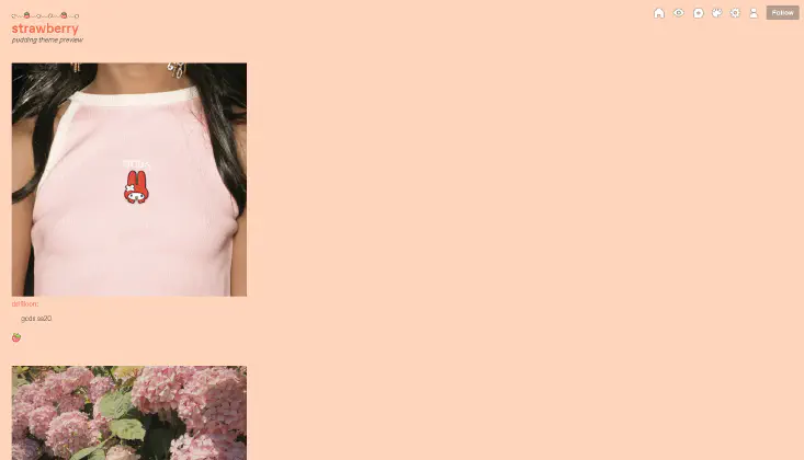 An alternate pink version of the theme that is left aligned rather than centered.