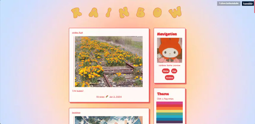 Alternate Tumblr theme preview.