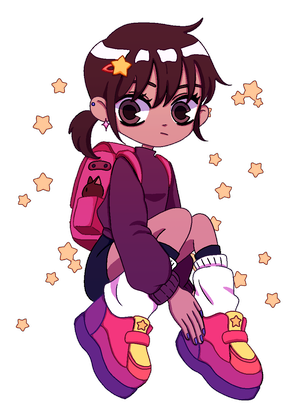 A chibi girl surrounded by stars.